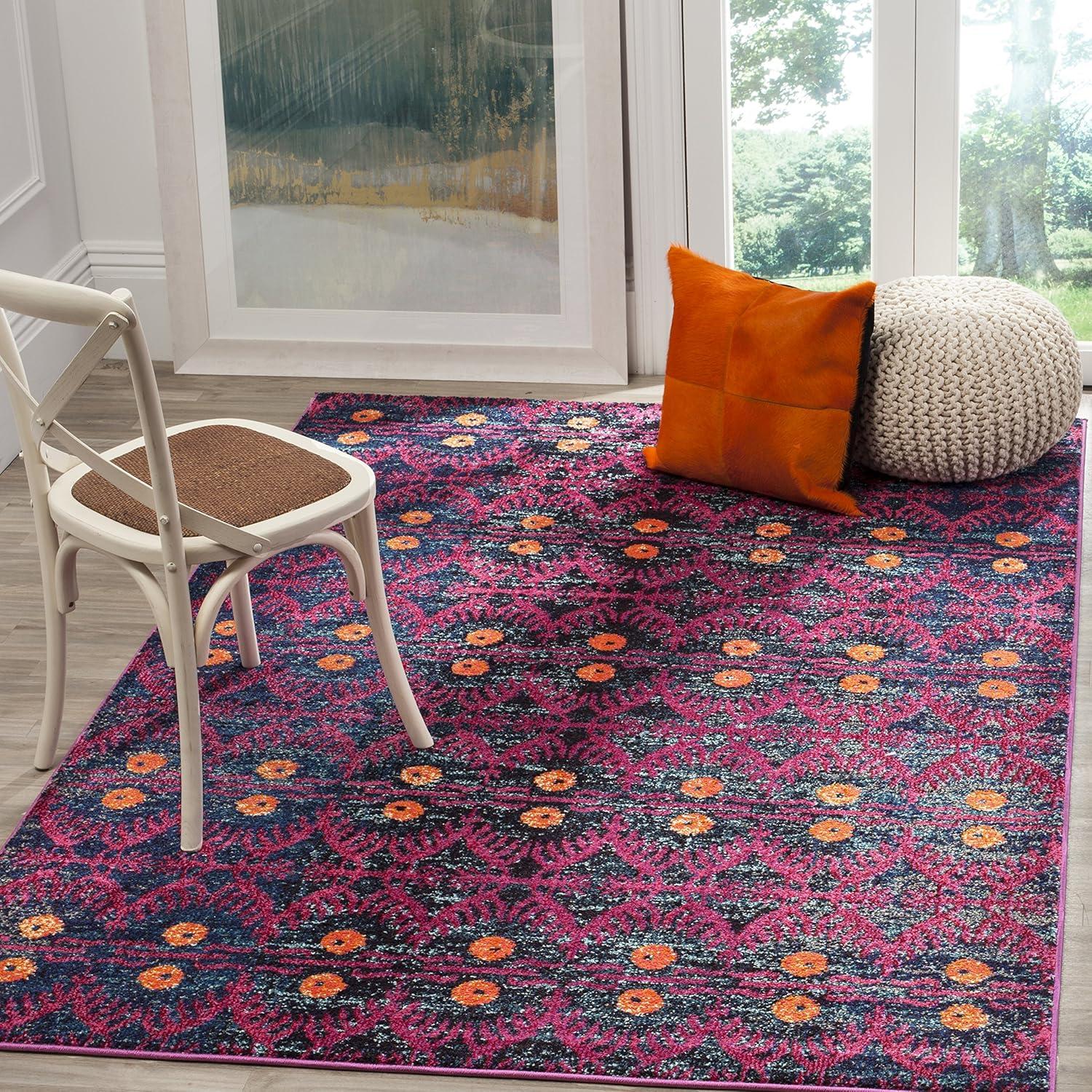 image:imageSAFAVIEH Monaco Collection Accent Rug 4 x 57 Pink amp Multi Boho Design NonShedding amp Easy Care Ideal for High Traffic Areas in Entryway Living Room Bedroom MNC213DPinkMulti