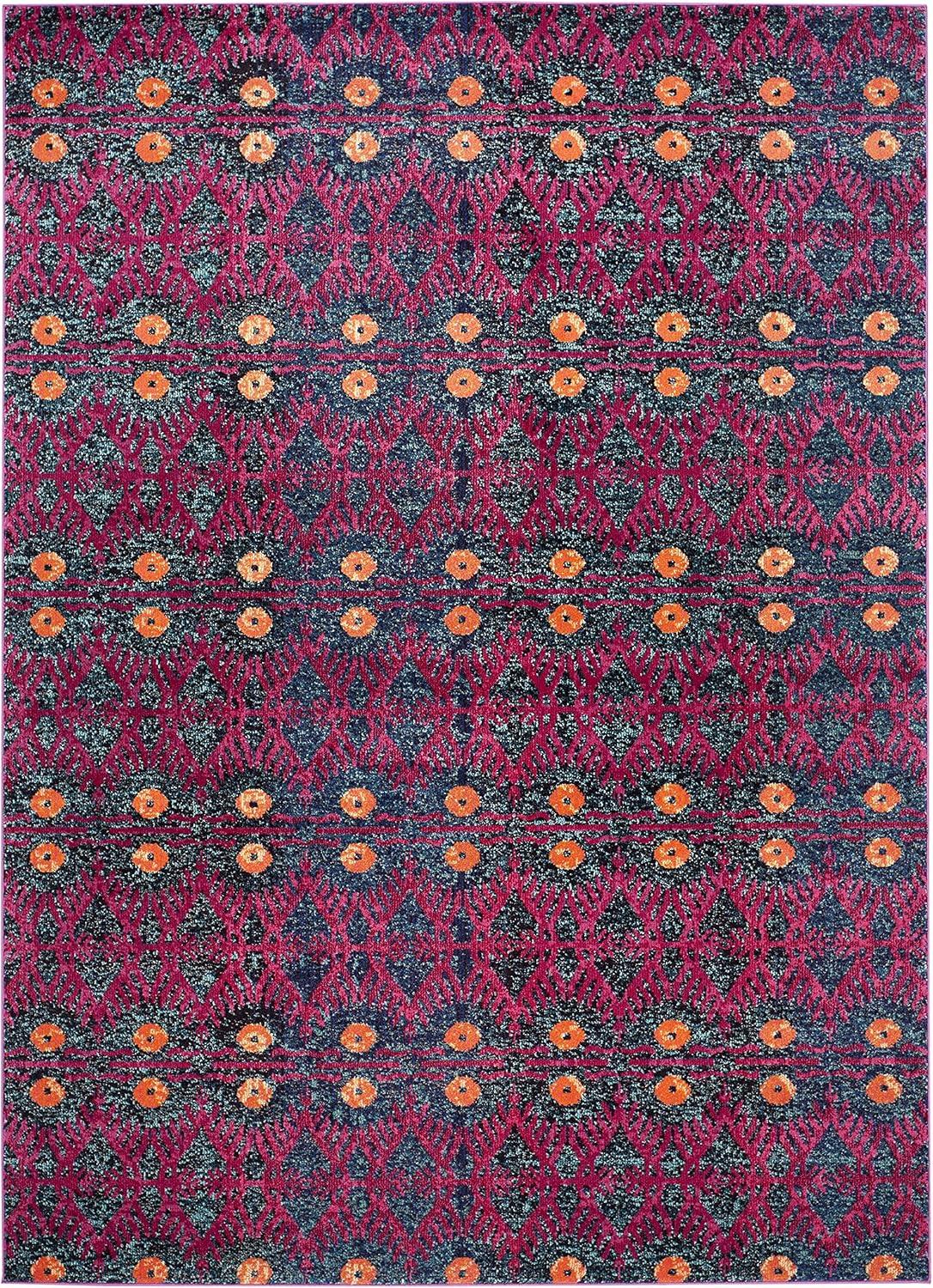 image:imageSAFAVIEH Monaco Collection Accent Rug 4 x 57 Pink amp Multi Boho Design NonShedding amp Easy Care Ideal for High Traffic Areas in Entryway Living Room Bedroom MNC213DPinkMulti