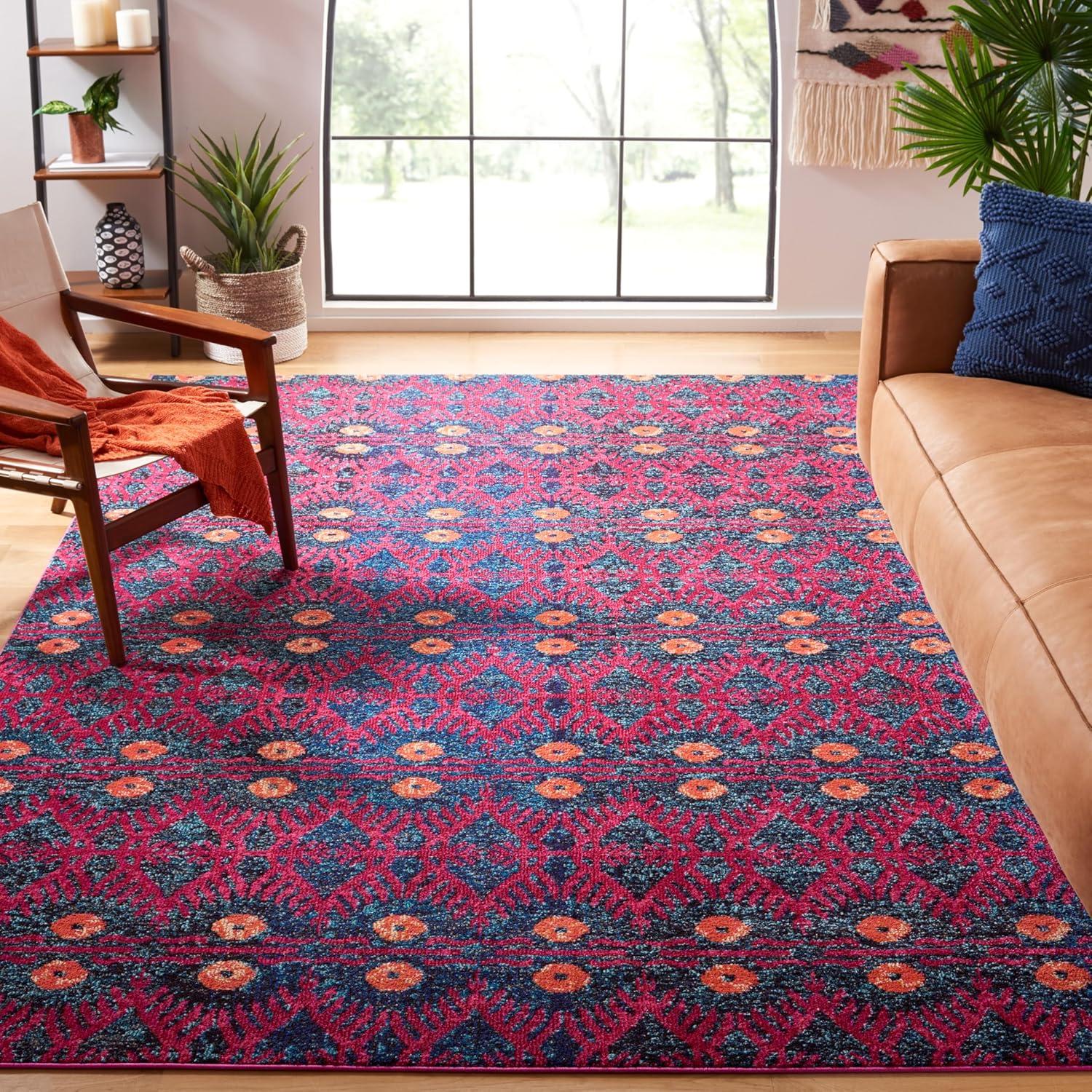 image:imageSAFAVIEH Monaco Collection Accent Rug 4 x 57 Pink amp Multi Boho Design NonShedding amp Easy Care Ideal for High Traffic Areas in Entryway Living Room Bedroom MNC213DPinkMulti