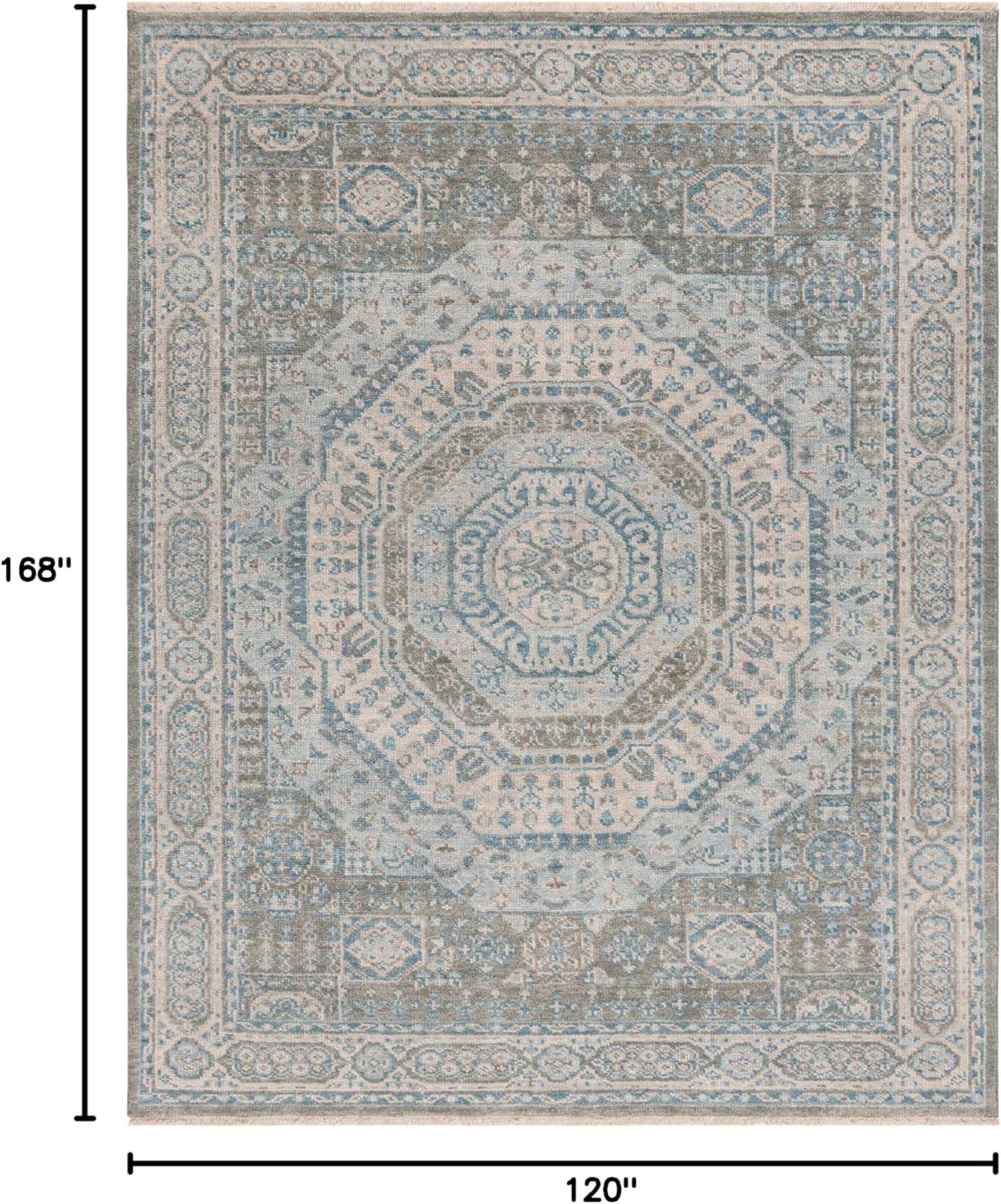 image:imageSAFAVIEH Samarkand Collection Area Rug 6 x 9 Brown amp Rust HandKnotted Traditional Oriental Wool Ideal for High Traffic Areas in Living Room Bedroom SRK167TLight Blue Ivory
