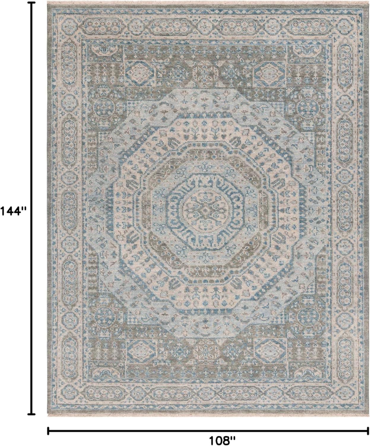 image:imageSAFAVIEH Samarkand Collection Area Rug 6 x 9 Brown amp Rust HandKnotted Traditional Oriental Wool Ideal for High Traffic Areas in Living Room Bedroom SRK167TLight Blue Ivory