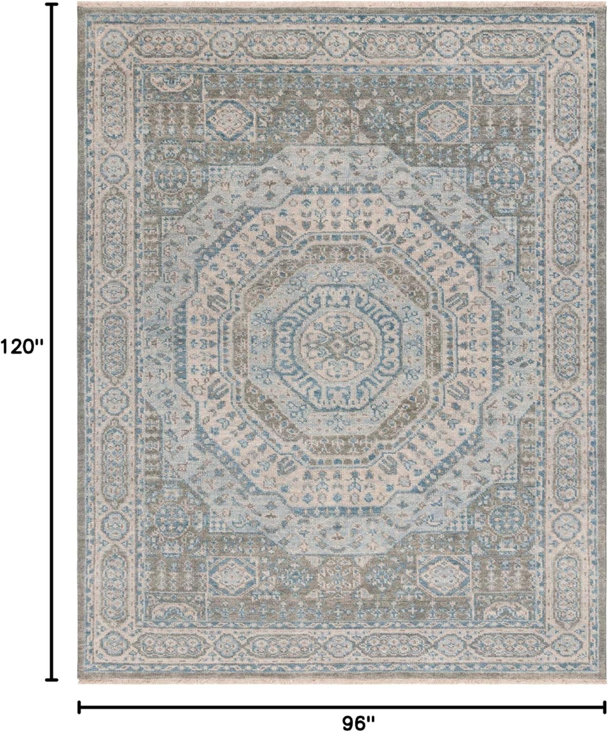 image:imageSAFAVIEH Samarkand Collection Area Rug 6 x 9 Brown amp Rust HandKnotted Traditional Oriental Wool Ideal for High Traffic Areas in Living Room Bedroom SRK167TLight Blue Ivory