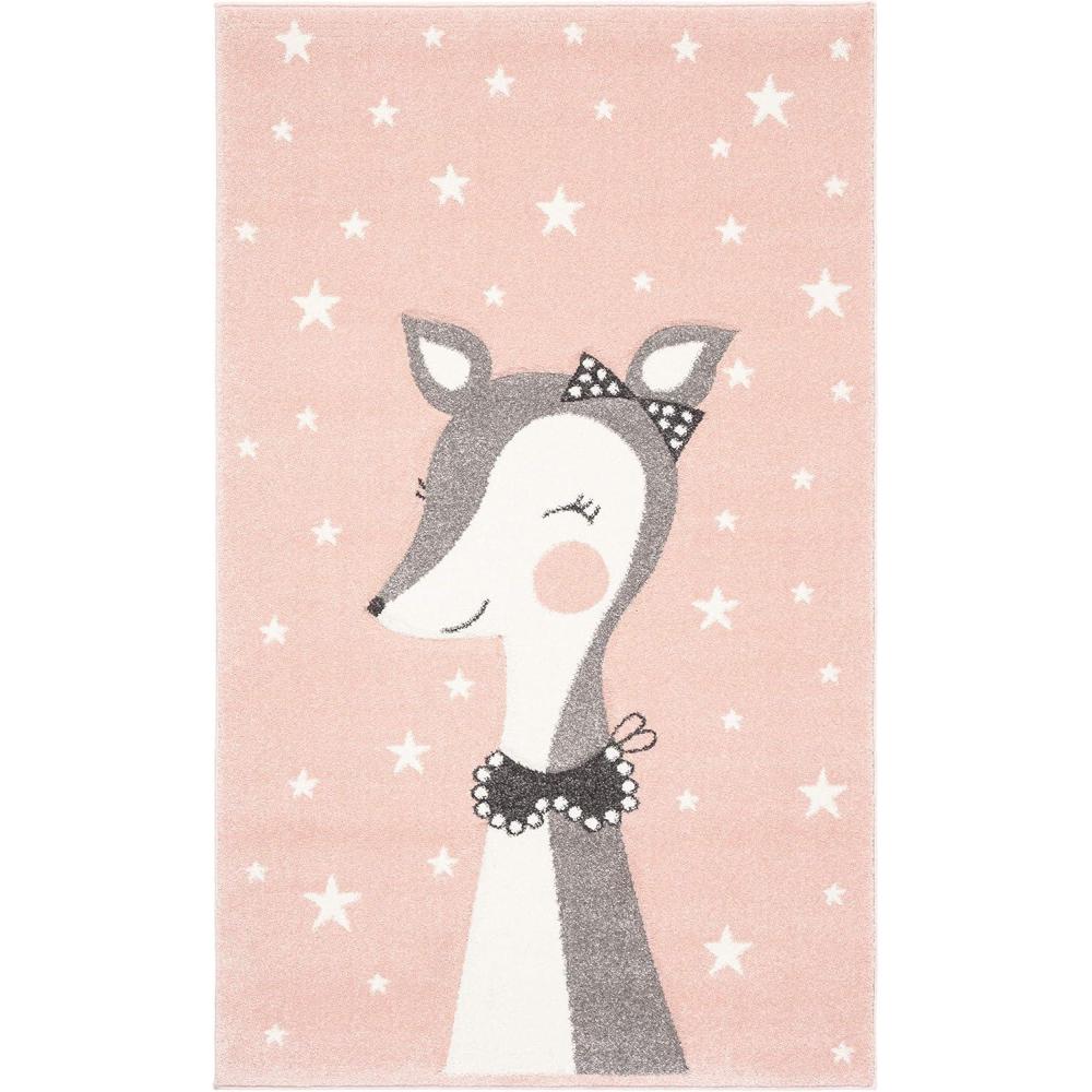 image:imageSAFAVIEH Carousel Kids Collection Accent Rug 4 x 6 Pink amp Ivory Doe Design NonShedding amp Easy Care Ideal for High Traffic Areas for Boys amp Girls in Playroom Nursery Bedroom CRK191PPinkIvory