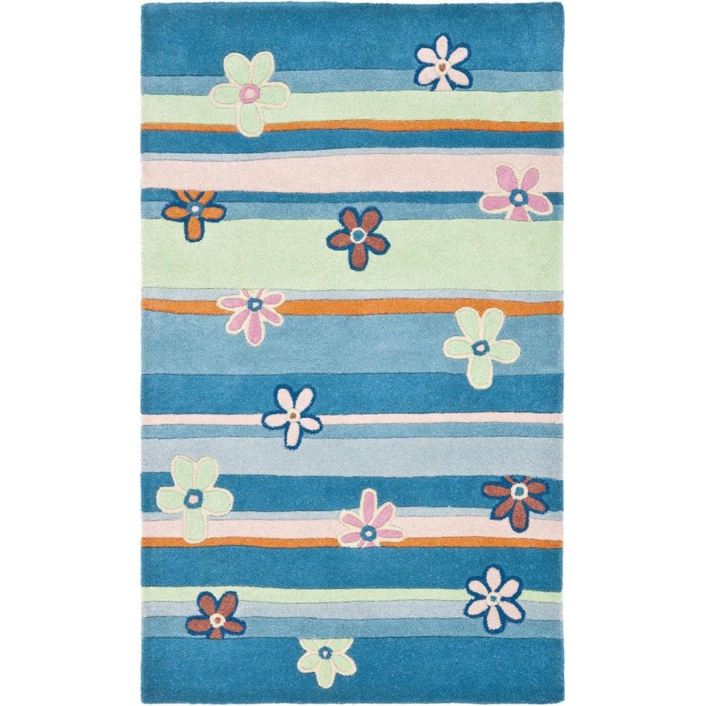 image:imageSAFAVIEH Kids Collection Accent Rug 4 x 6 Blue amp Multi Handmade Floral Wool Ideal for High Traffic Areas in Entryway Living Room Bedroom SFK750ABlueMulti
