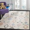 SAFAVIEH Kids Collection Accent Rug – 4′ x 6′, Ivory & Multi, Handmade Geometric Wool, Ideal for High Traffic Areas in Entryway, Living Room, Bedroom (SFK901A)(Ivory/Multi)