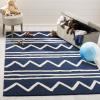 SAFAVIEH Kids Collection Area Rug – 5′ x 7′, Navy & Ivory, Handmade Moroccan Wool, Ideal for High Traffic Areas in Living Room, Bedroom (SFK907N)(Navy/Ivory)