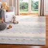 SAFAVIEH Kids Collection Area Rug – 5′ x 8′, Aqua & Ivory, Handmade Stripe Wool, Ideal for High Traffic Areas in Living Room, Bedroom (SFK801J)(Grey/Ivory)