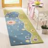 SAFAVIEH Kids Collection Area Rug – 6′ Round, Blue & Green, Handmade Floral Wool, Ideal for High Traffic Areas in Living Room, Bedroom (SFK383A)(Blue/Green)