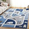 SAFAVIEH Carousel Kids Collection Area Rug – 6’7″ x 9′, Grey & Light Blue, Non-Shedding & Easy Care, Ideal for High Traffic Areas for Boys & Girls in Playroom, Nursery, Bedroom (CRK193F)(Grey/Blue)