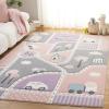 SAFAVIEH Carousel Kids Collection Area Rug – 6’7″ x 9′, Grey & Light Blue, Non-Shedding & Easy Care, Ideal for High Traffic Areas for Boys & Girls in Playroom, Nursery, Bedroom (CRK193F)(Grey/Pink)