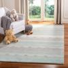 SAFAVIEH Kids Collection Area Rug – 5′ x 8′, Aqua & Ivory, Handmade Stripe Wool, Ideal for High Traffic Areas in Living Room, Bedroom (SFK801J)(Aqua/Ivory)
