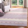 SAFAVIEH Kids Collection Area Rug – 5′ x 8′, Aqua & Ivory, Handmade Stripe Wool, Ideal for High Traffic Areas in Living Room, Bedroom (SFK801J)(Light Purple/Ivory)