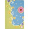SAFAVIEH Kids Collection Area Rug – 6′ Round, Blue & Green, Handmade Floral Wool, Ideal for High Traffic Areas in Living Room, Bedroom (SFK383A)(Blue/Green)