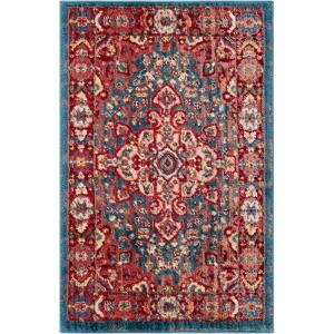 SAFAVIEH Area Rug 8×10 – Kashan Collection – Large – Blue & Red, Traditional Oriental Design, Non-Shedding & Easy Cleaning, Ideal for Living Room, Bedroom, Office, Dining Space (KSN305A)(Blue/Red)