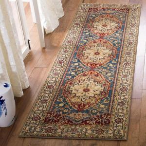 SAFAVIEH Area Rug 8×10 – Kashan Collection – Large – Ivory & Blue, Traditional Oriental Design, Non-Shedding & Easy Cleaning, Ideal for Living Room, Bedroom, Office, Dining Space (KSN306A)(Ivory/Blue)