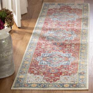 SAFAVIEH Area Rug 8×10 – Vintage Persian Collection – Large – Red & Blue, Traditional Oriental Distressed Design, Non-Shedding & Easy Cleaning, Ideal for Living Room, Bedroom, Dining Space (VTP478Q)(Red/Blue)
