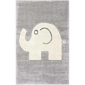 SAFAVIEH Carousel Kids Collection Accent Rug – 3’3″ x 5’3″, Grey & Ivory, Elephant, Non-Shedding & Easy Care, Ideal for High Traffic Areas for Boys & Girls in Playroom, Nursery, Bedroom (CRK165B)(Grey/Ivory)
