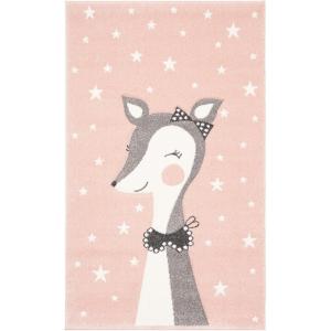 SAFAVIEH Carousel Kids Collection Accent Rug – 4′ x 6′, Pink & Ivory, Doe Design, Non-Shedding & Easy Care, Ideal for High Traffic Areas for Boys & Girls in Playroom, Nursery, Bedroom (CRK191P)(Pink/Ivory)