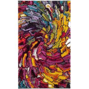 SAFAVIEH Fiesta Shag Collection Accent Rug – 3′ x 5′, Multi, Abstract Rainbow Design, Non-Shedding & Easy Care, 0.5-inch Thick Ideal for High Traffic Areas in Entryway, Living Room, Bedroom (FSG373M)