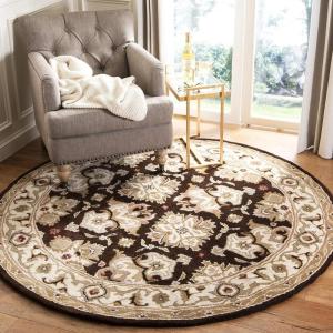 SAFAVIEH Heritage Collection Area Rug – 5′ x 8′, Espresso & Ivory, Handmade Traditional Oriental Wool, Ideal for High Traffic Areas in Living Room, Bedroom (HG817B)(Espresso/Ivory)