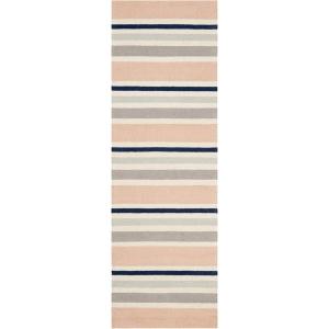 SAFAVIEH Kids Collection Area Rug – 5′ x 7′, Ivory & Multi, Handmade Stripe Wool, Ideal for High Traffic Areas in Living Room, Bedroom (SFK916A)(Ivory/Multi)
