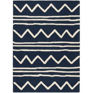 SAFAVIEH Kids Collection Area Rug – 5′ x 7′, Navy & Ivory, Handmade Moroccan Wool, Ideal for High Traffic Areas in Living Room, Bedroom (SFK907N)(Navy/Ivory)