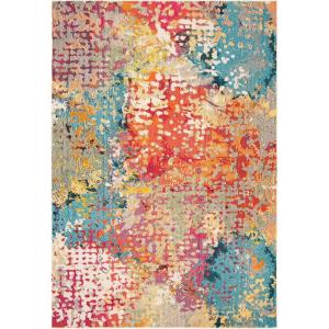 SAFAVIEH Madison Collection Area Rug – 5’3″ x 7’6″, Ivory & Multi, Boho Abstract Distressed Design, Non-Shedding & Easy Care, Ideal for High Traffic Areas in Living Room, Bedroom (MAD429C)(Ivory/Multi)