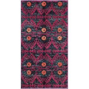 SAFAVIEH Monaco Collection Accent Rug – 4′ x 5’7″, Pink & Multi, Boho Design, Non-Shedding & Easy Care, Ideal for High Traffic Areas in Entryway, Living Room, Bedroom (MNC213D)(Pink/Multi)