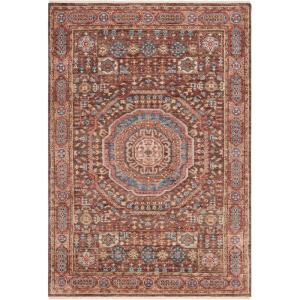 SAFAVIEH Samarkand Collection Area Rug – 6′ x 9′, Brown & Rust, Hand-Knotted Traditional Oriental Wool, Ideal for High Traffic Areas in Living Room, Bedroom (SRK167T)(Brown/Rust)