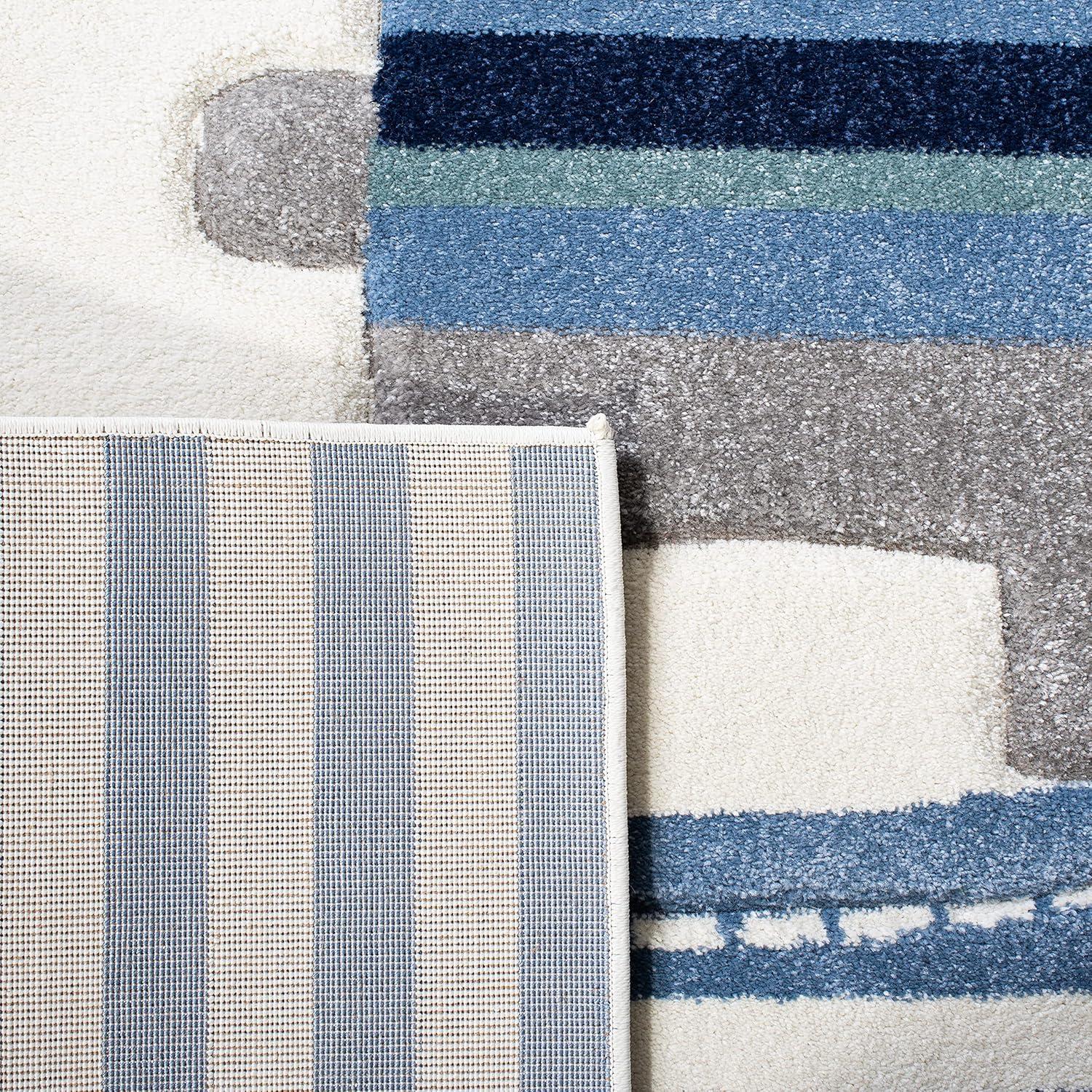 image:imageSAFAVIEH Carousel Kids Collection Accent Rug 33 x 53 Navy amp Ivory Stripe Design NonShedding amp Easy Care Ideal for High Traffic Areas for Boys amp Girls in Playroom Nursery Bedroom CRK126NIvoryBlue