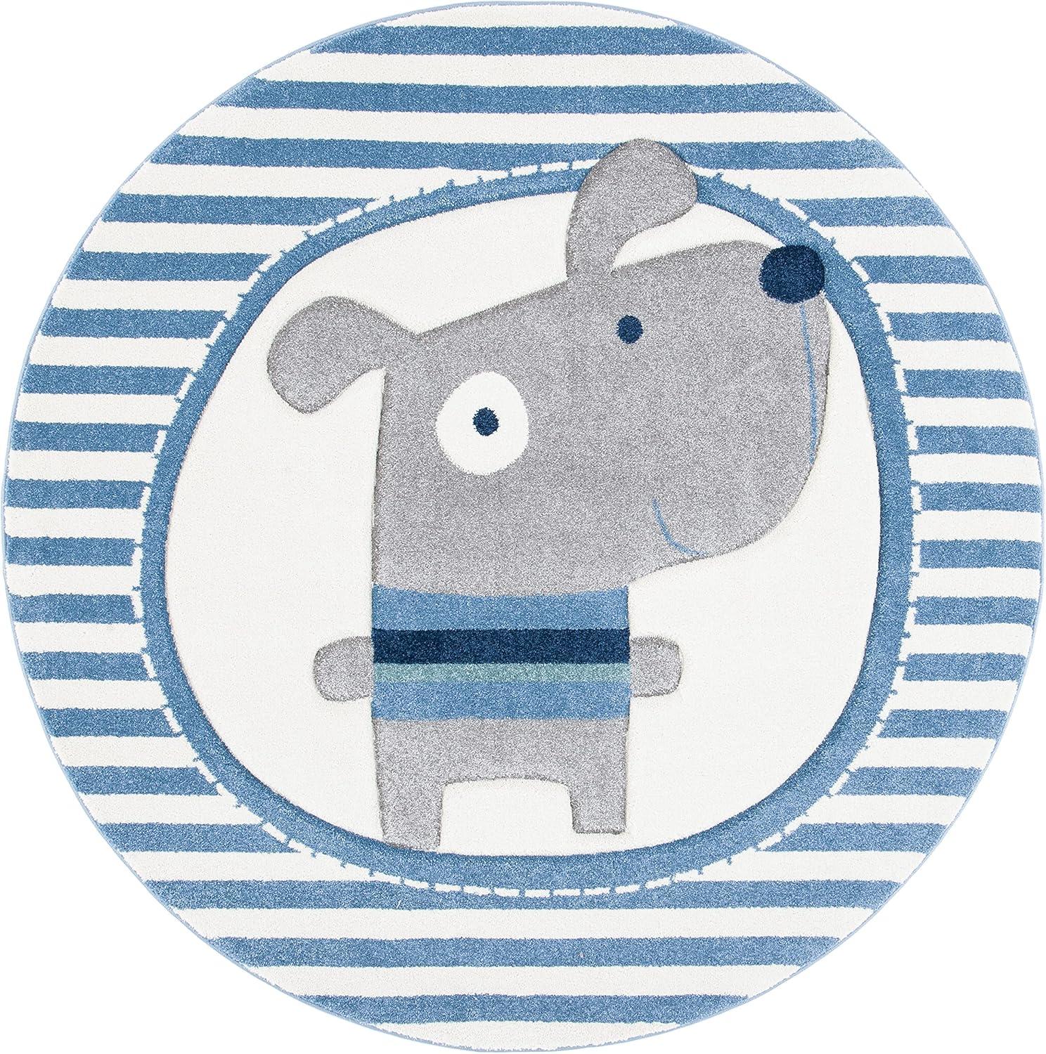 image:imageSAFAVIEH Carousel Kids Collection Accent Rug 33 x 53 Navy amp Ivory Stripe Design NonShedding amp Easy Care Ideal for High Traffic Areas for Boys amp Girls in Playroom Nursery Bedroom CRK126NIvoryBlue