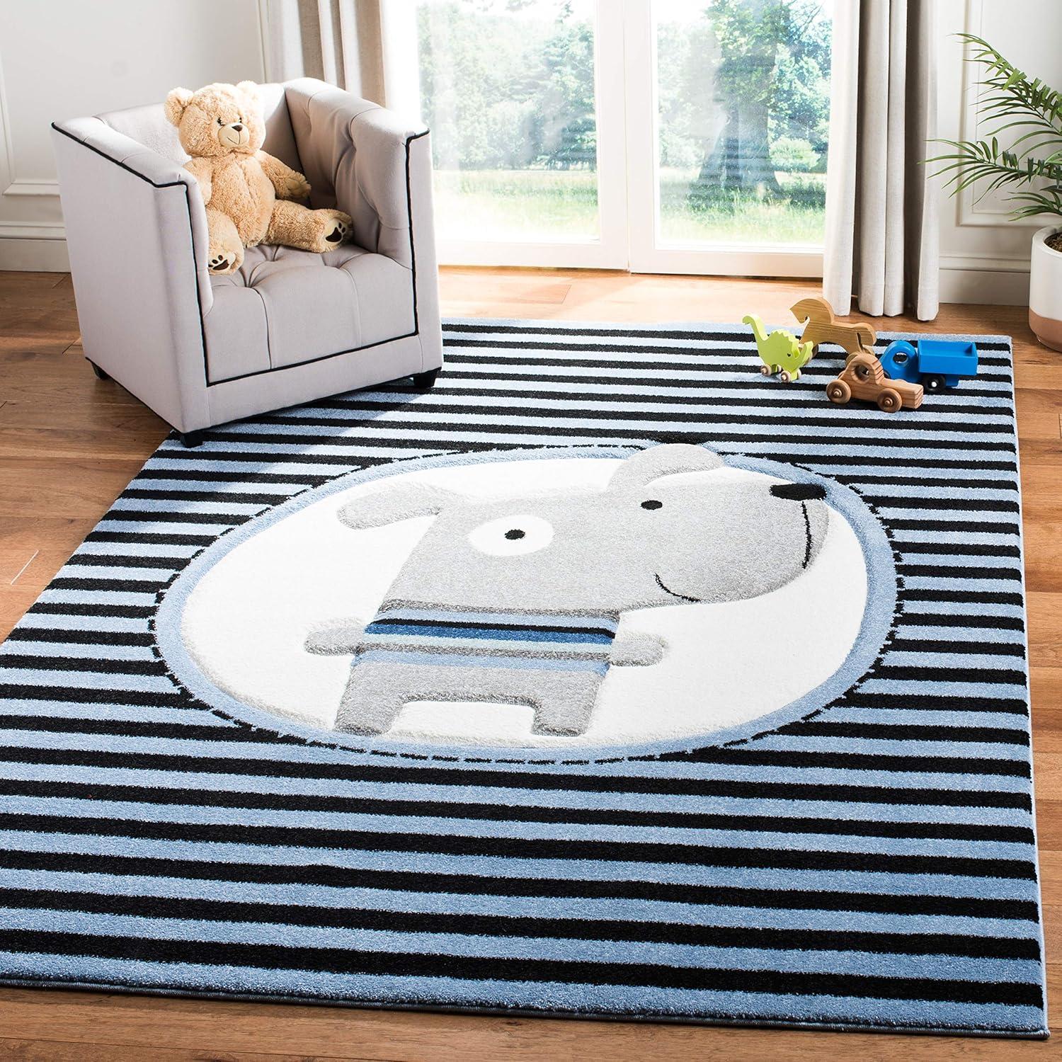 image:imageSAFAVIEH Carousel Kids Collection Accent Rug 33 x 53 Navy amp Ivory Stripe Design NonShedding amp Easy Care Ideal for High Traffic Areas for Boys amp Girls in Playroom Nursery Bedroom CRK126NNavyIvory