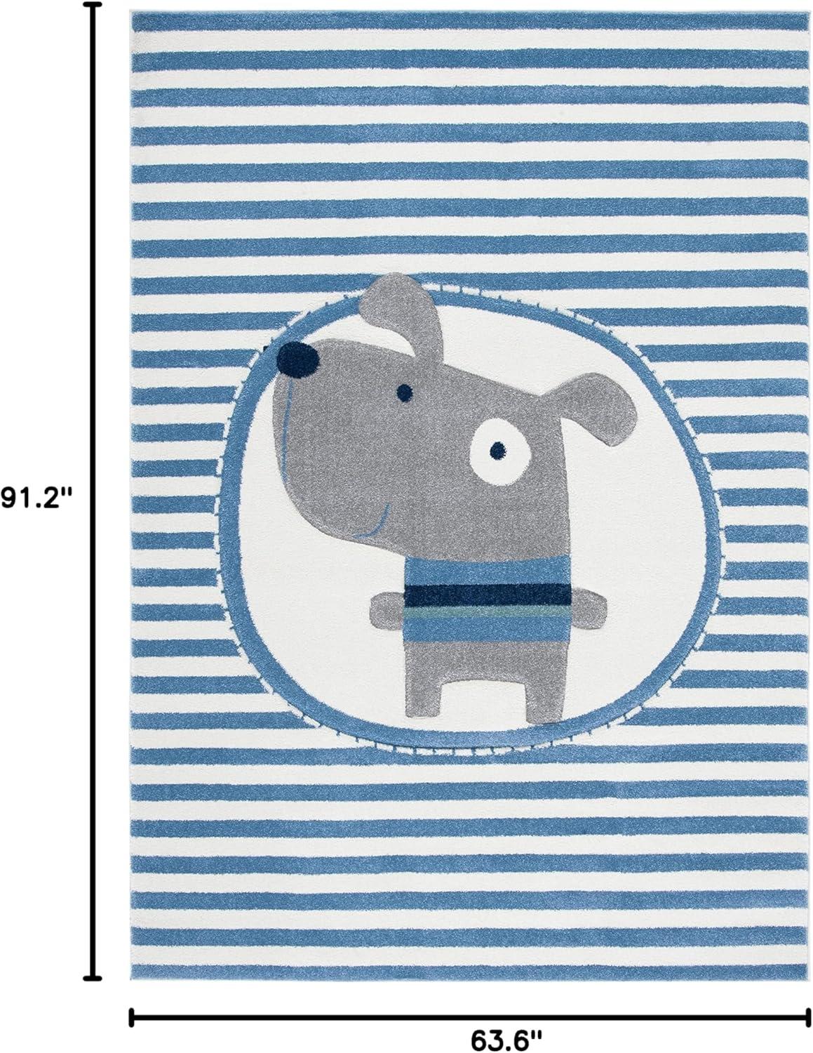 image:imageSAFAVIEH Carousel Kids Collection Accent Rug 33 x 53 Navy amp Ivory Stripe Design NonShedding amp Easy Care Ideal for High Traffic Areas for Boys amp Girls in Playroom Nursery Bedroom CRK126NIvoryBlue