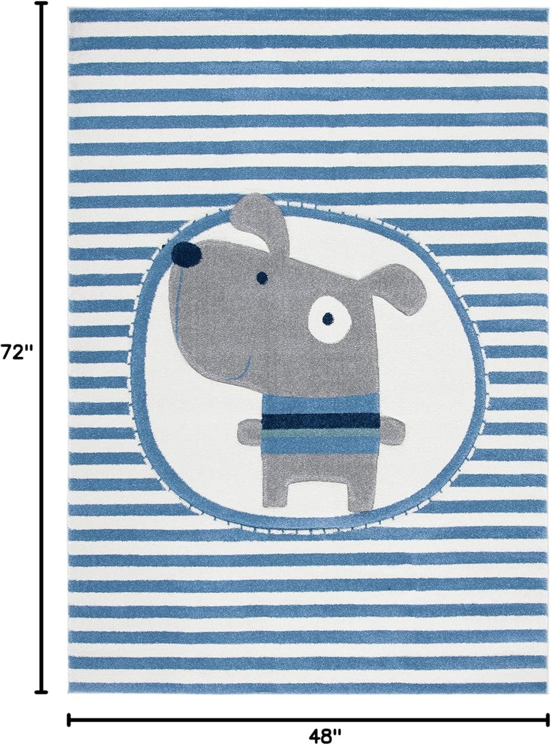 image:imageSAFAVIEH Carousel Kids Collection Accent Rug 33 x 53 Navy amp Ivory Stripe Design NonShedding amp Easy Care Ideal for High Traffic Areas for Boys amp Girls in Playroom Nursery Bedroom CRK126NIvoryBlue