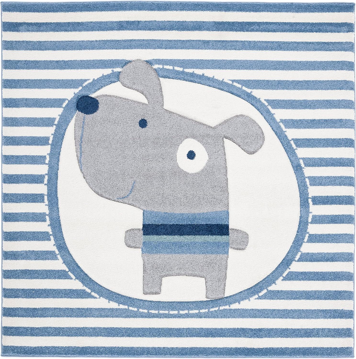 image:imageSAFAVIEH Carousel Kids Collection Accent Rug 33 x 53 Navy amp Ivory Stripe Design NonShedding amp Easy Care Ideal for High Traffic Areas for Boys amp Girls in Playroom Nursery Bedroom CRK126NIvoryBlue