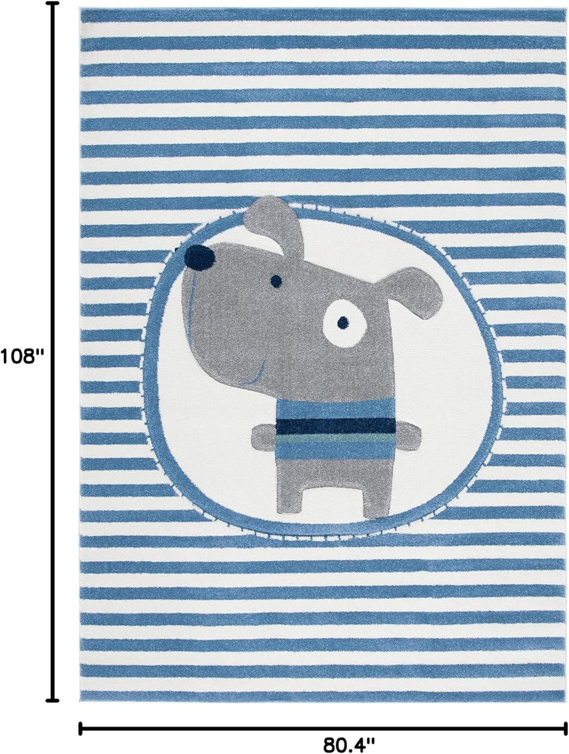 image:imageSAFAVIEH Carousel Kids Collection Accent Rug 33 x 53 Navy amp Ivory Stripe Design NonShedding amp Easy Care Ideal for High Traffic Areas for Boys amp Girls in Playroom Nursery Bedroom CRK126NIvoryBlue