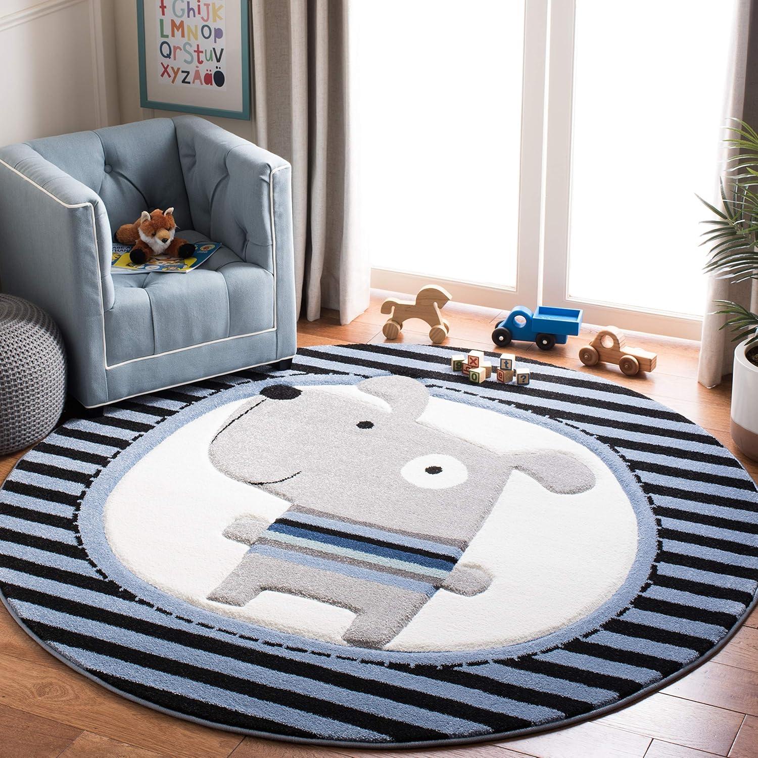 image:imageSAFAVIEH Carousel Kids Collection Accent Rug 33 x 53 Navy amp Ivory Stripe Design NonShedding amp Easy Care Ideal for High Traffic Areas for Boys amp Girls in Playroom Nursery Bedroom CRK126NNavyIvory