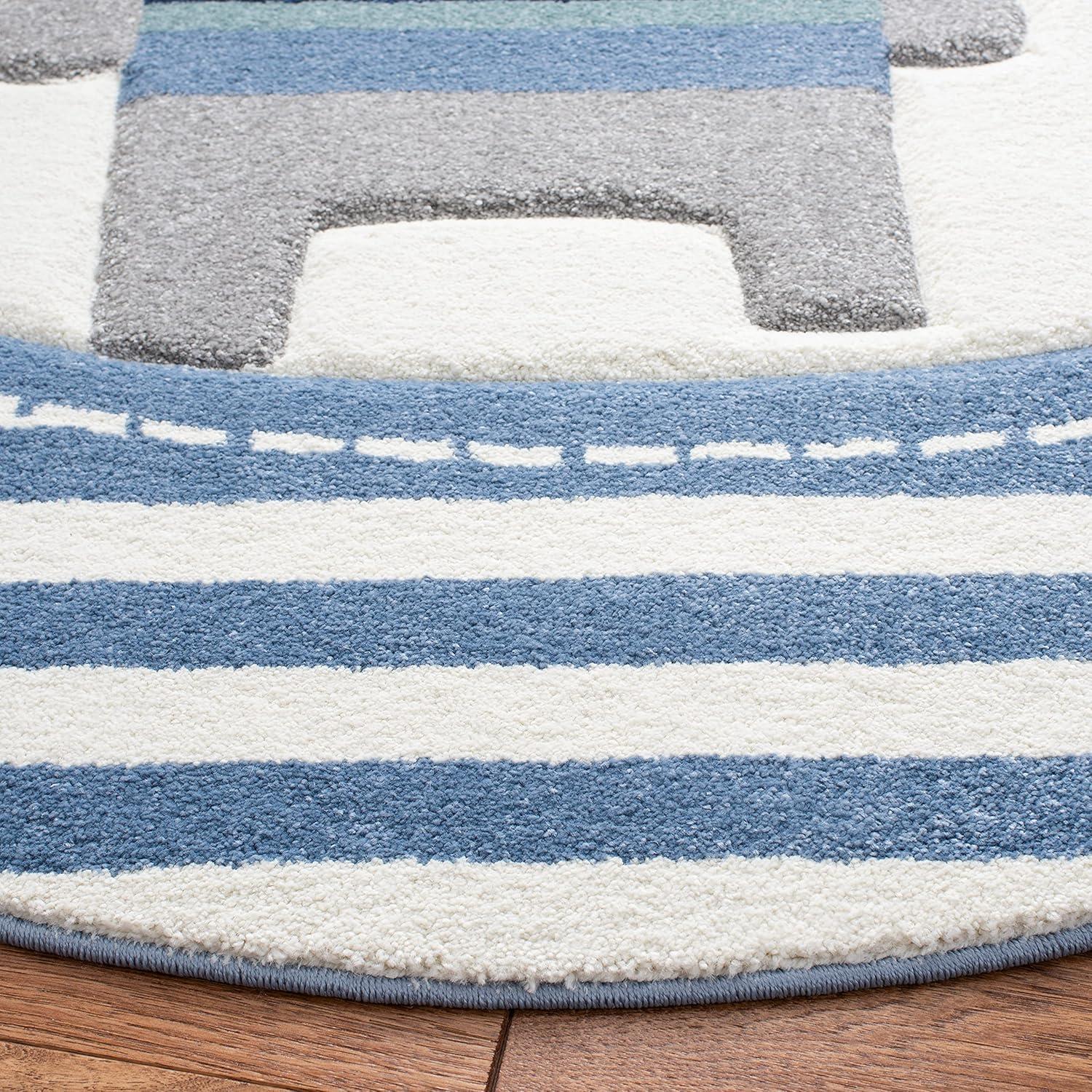 image:imageSAFAVIEH Carousel Kids Collection Accent Rug 33 x 53 Navy amp Ivory Stripe Design NonShedding amp Easy Care Ideal for High Traffic Areas for Boys amp Girls in Playroom Nursery Bedroom CRK126NIvoryBlue