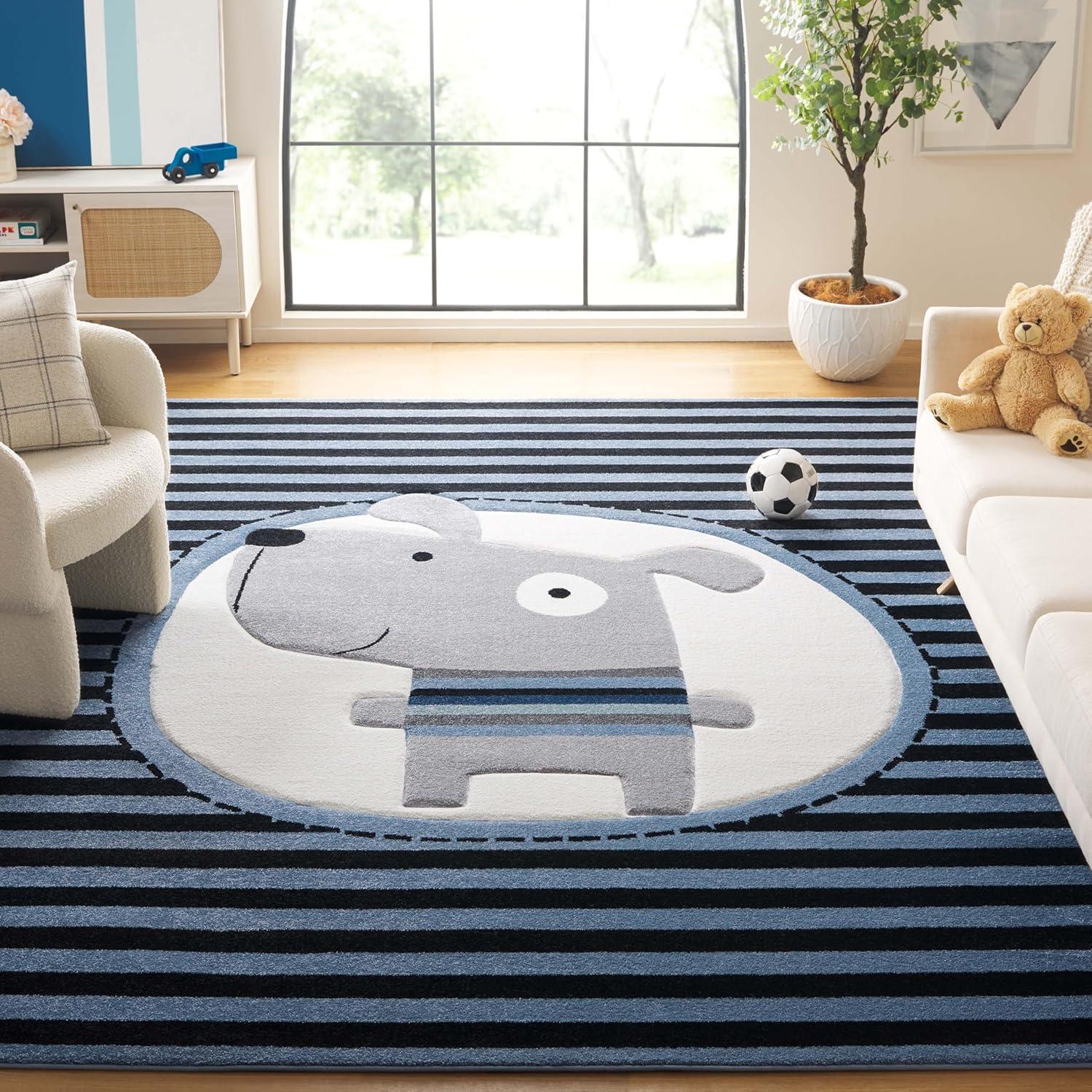 image:imageSAFAVIEH Carousel Kids Collection Accent Rug 33 x 53 Navy amp Ivory Stripe Design NonShedding amp Easy Care Ideal for High Traffic Areas for Boys amp Girls in Playroom Nursery Bedroom CRK126NNavyIvory