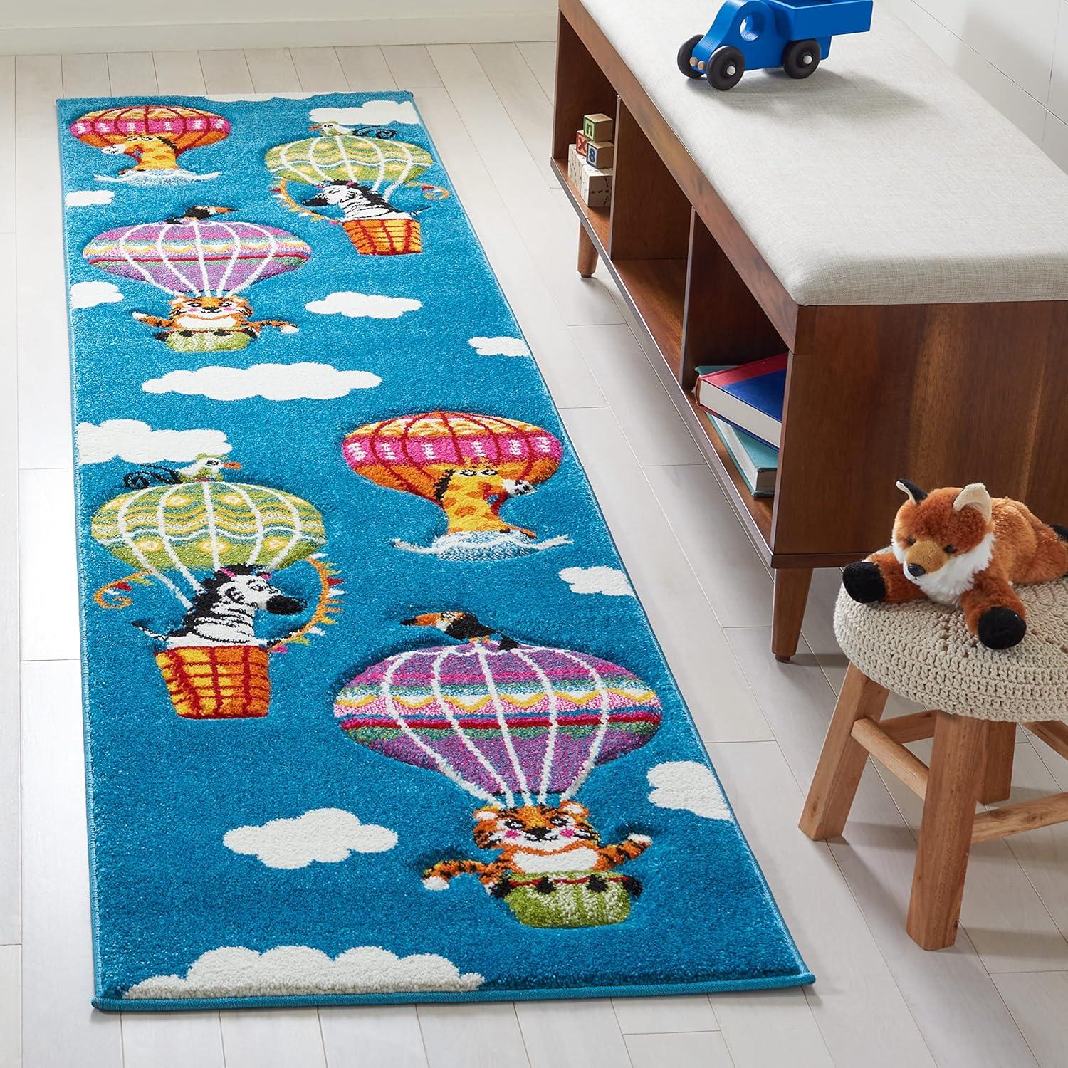 image:imageSAFAVIEH Carousel Kids Collection Accent Rug 4 x 6 Blue amp Green NonShedding amp Easy Care Ideal for High Traffic Areas for Boys amp Girls in Playroom Nursery Bedroom CRK118MBlueGreen