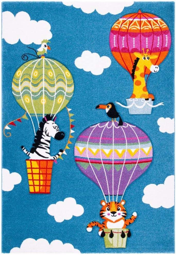 image:imageSAFAVIEH Carousel Kids Collection Accent Rug 4 x 6 Blue amp Green NonShedding amp Easy Care Ideal for High Traffic Areas for Boys amp Girls in Playroom Nursery Bedroom CRK118MBlueGreen