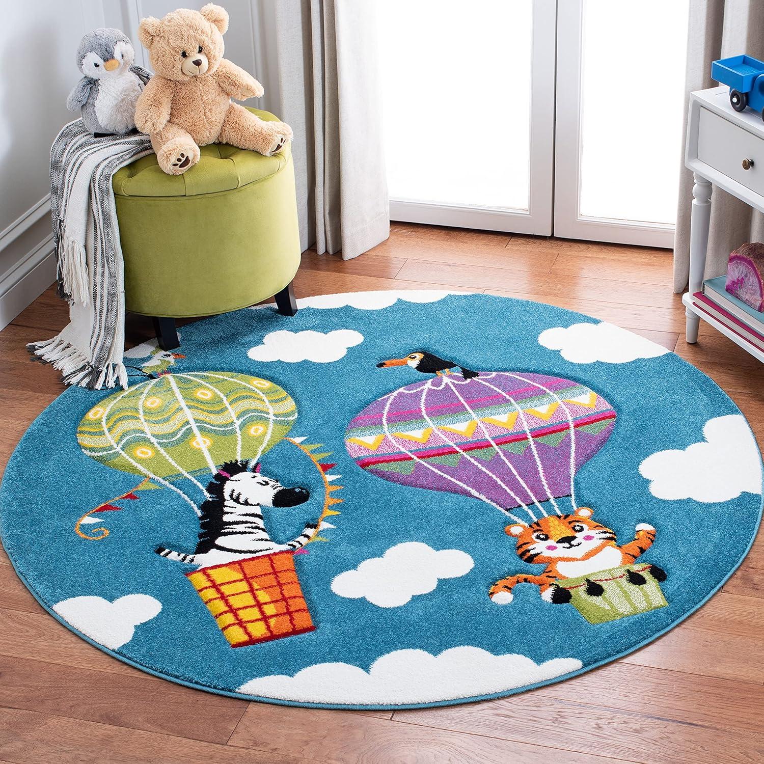 image:imageSAFAVIEH Carousel Kids Collection Accent Rug 4 x 6 Blue amp Green NonShedding amp Easy Care Ideal for High Traffic Areas for Boys amp Girls in Playroom Nursery Bedroom CRK118MBlueGreen