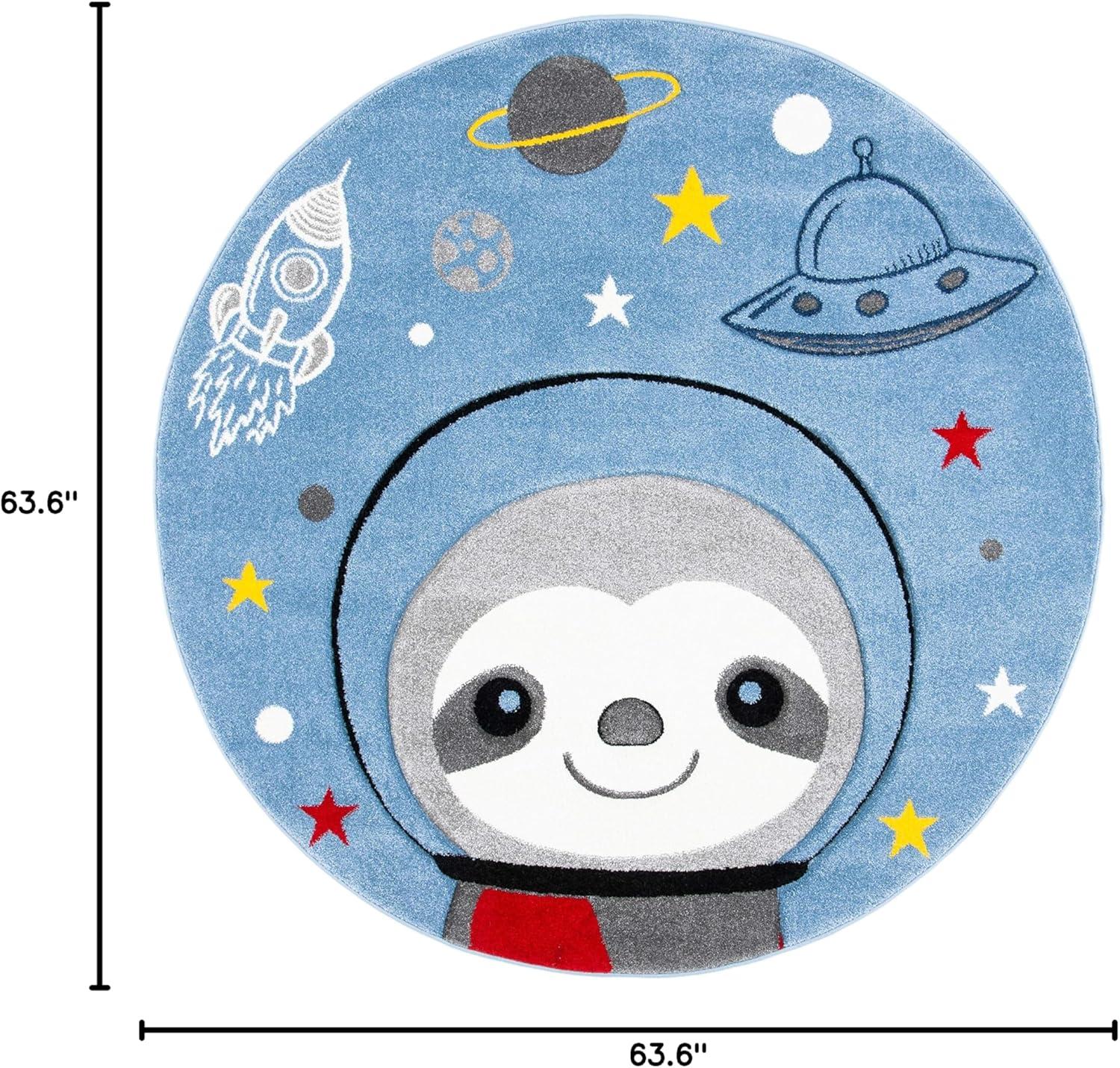 image:imageSAFAVIEH Carousel Kids Collection Accent Rug 4 x 6 Blue amp Grey Sloth Design NonShedding amp Easy Care Ideal for High Traffic Areas for Boys amp Girls in Playroom Nursery Bedroom CRK140MBlueGrey