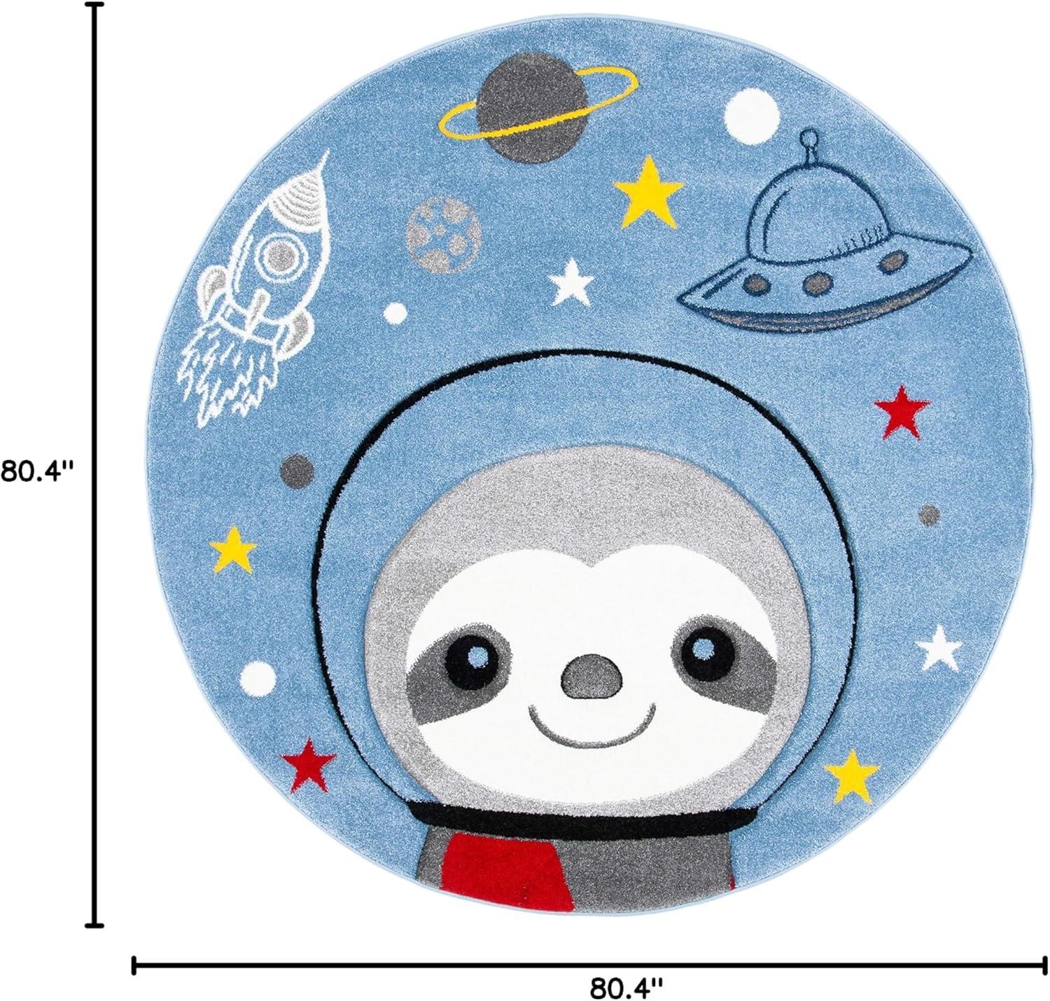 image:imageSAFAVIEH Carousel Kids Collection Accent Rug 4 x 6 Blue amp Grey Sloth Design NonShedding amp Easy Care Ideal for High Traffic Areas for Boys amp Girls in Playroom Nursery Bedroom CRK140MBlueGrey