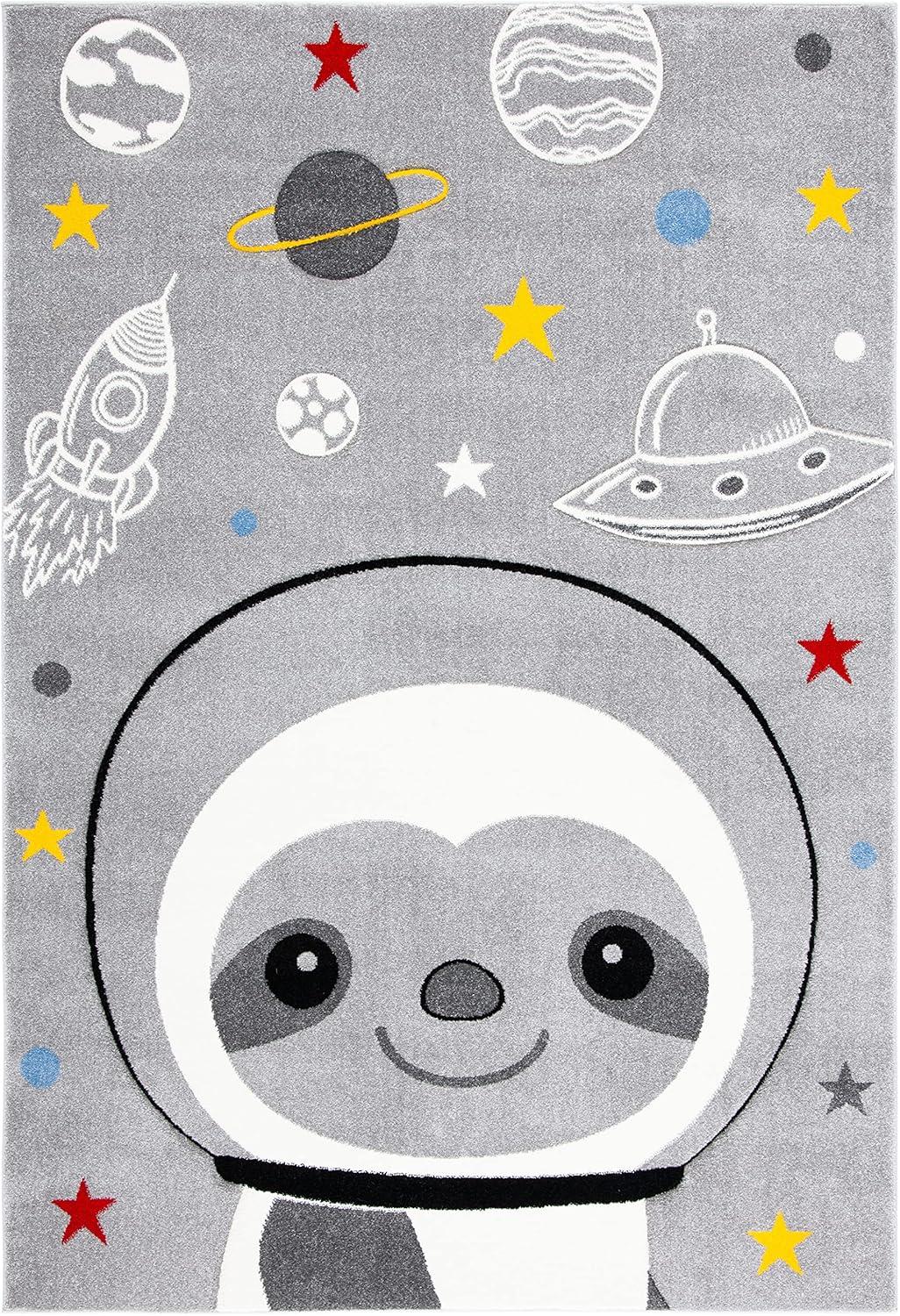 image:imageSAFAVIEH Carousel Kids Collection Accent Rug 4 x 6 Blue amp Grey Sloth Design NonShedding amp Easy Care Ideal for High Traffic Areas for Boys amp Girls in Playroom Nursery Bedroom CRK140MGreyIvory
