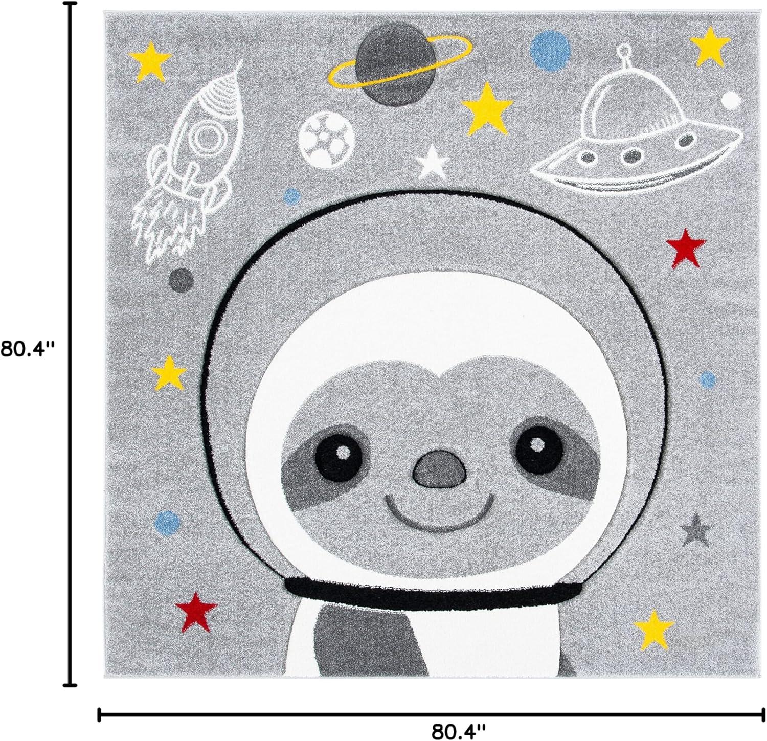 image:imageSAFAVIEH Carousel Kids Collection Accent Rug 4 x 6 Blue amp Grey Sloth Design NonShedding amp Easy Care Ideal for High Traffic Areas for Boys amp Girls in Playroom Nursery Bedroom CRK140MGreyIvory