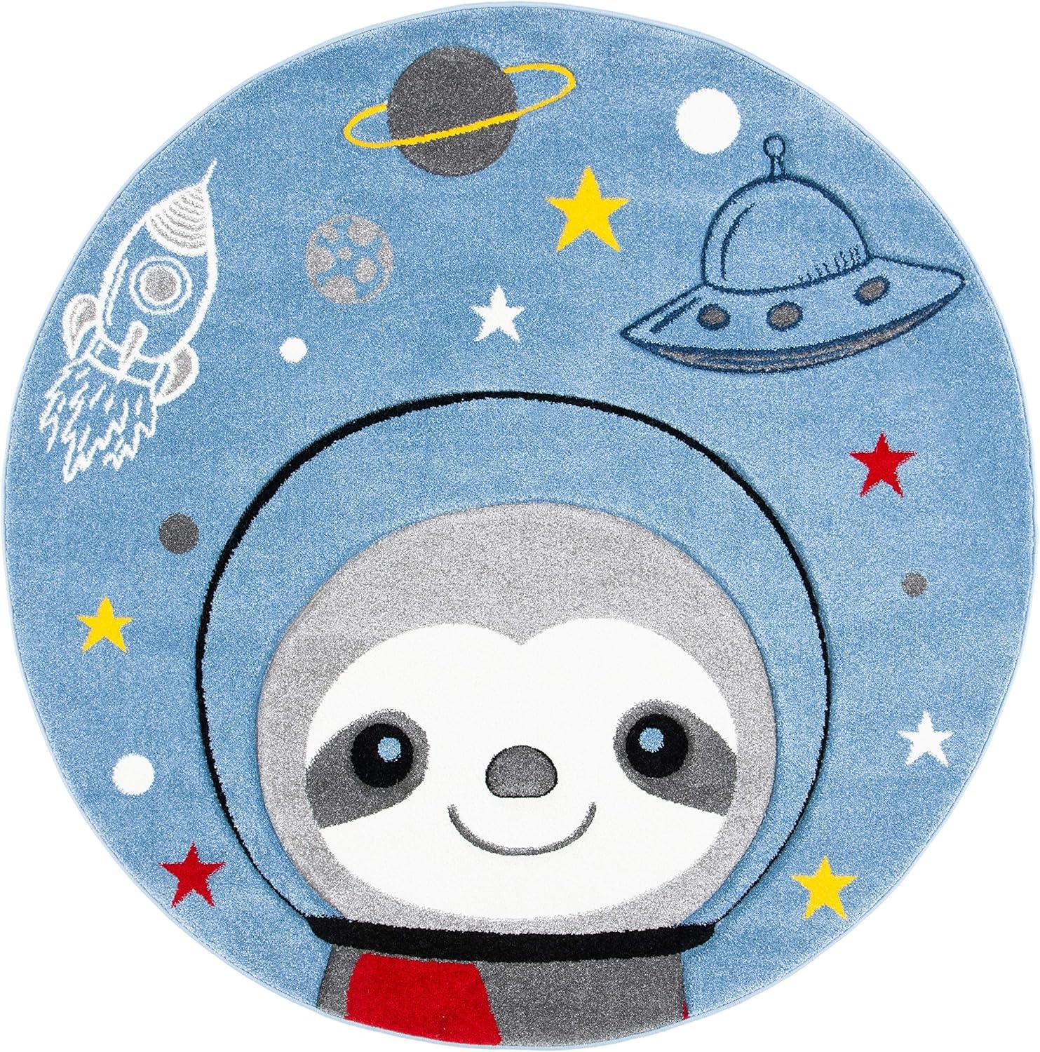 image:imageSAFAVIEH Carousel Kids Collection Accent Rug 4 x 6 Blue amp Grey Sloth Design NonShedding amp Easy Care Ideal for High Traffic Areas for Boys amp Girls in Playroom Nursery Bedroom CRK140MBlueGrey