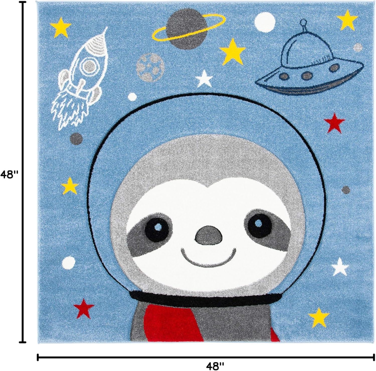 image:imageSAFAVIEH Carousel Kids Collection Accent Rug 4 x 6 Blue amp Grey Sloth Design NonShedding amp Easy Care Ideal for High Traffic Areas for Boys amp Girls in Playroom Nursery Bedroom CRK140MBlueGrey