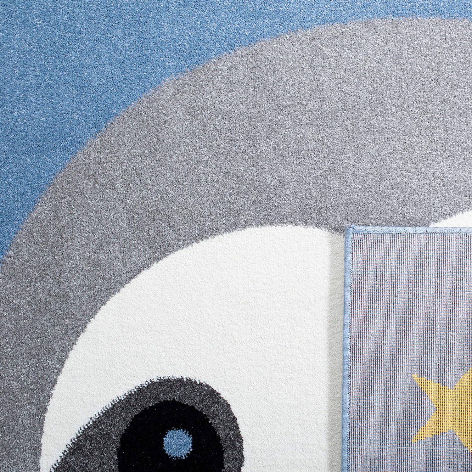 image:imageSAFAVIEH Carousel Kids Collection Accent Rug 4 x 6 Blue amp Grey Sloth Design NonShedding amp Easy Care Ideal for High Traffic Areas for Boys amp Girls in Playroom Nursery Bedroom CRK140MBlueGrey