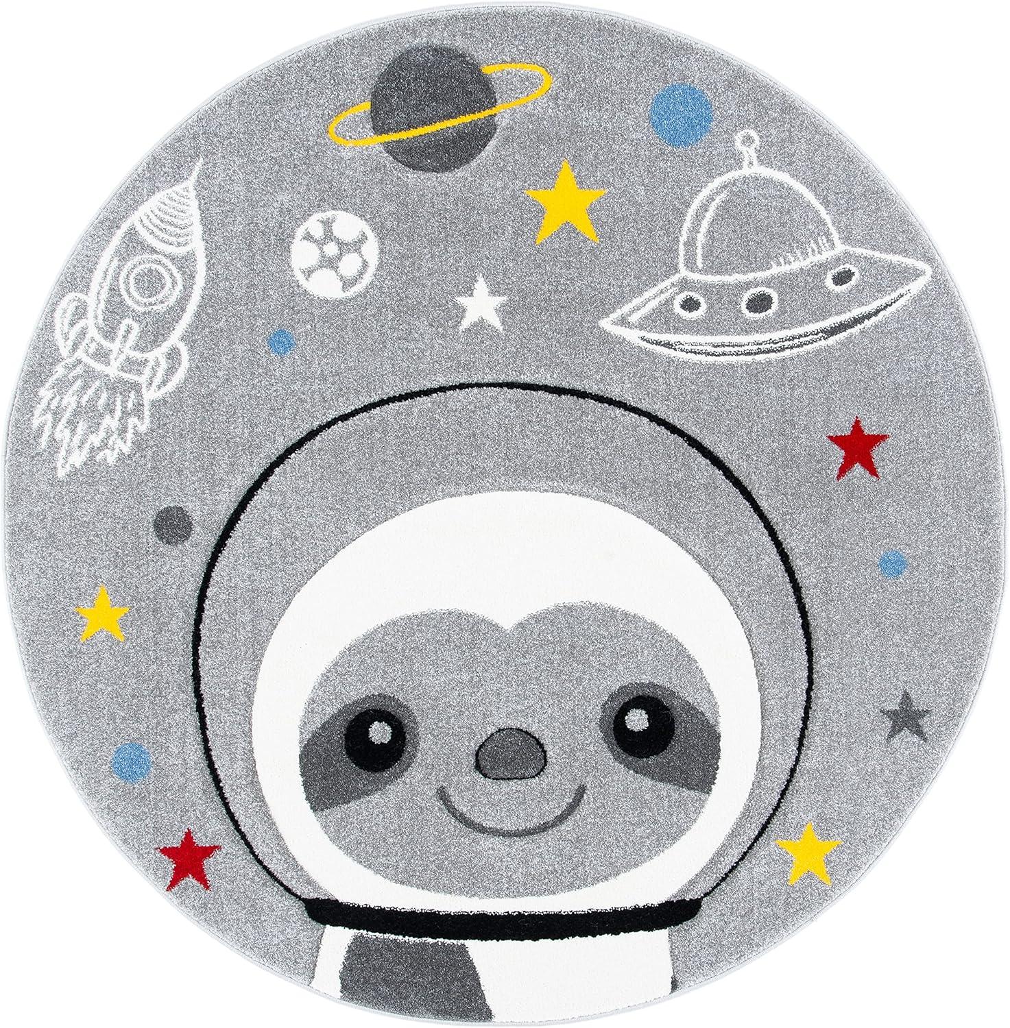 image:imageSAFAVIEH Carousel Kids Collection Accent Rug 4 x 6 Blue amp Grey Sloth Design NonShedding amp Easy Care Ideal for High Traffic Areas for Boys amp Girls in Playroom Nursery Bedroom CRK140MGreyIvory